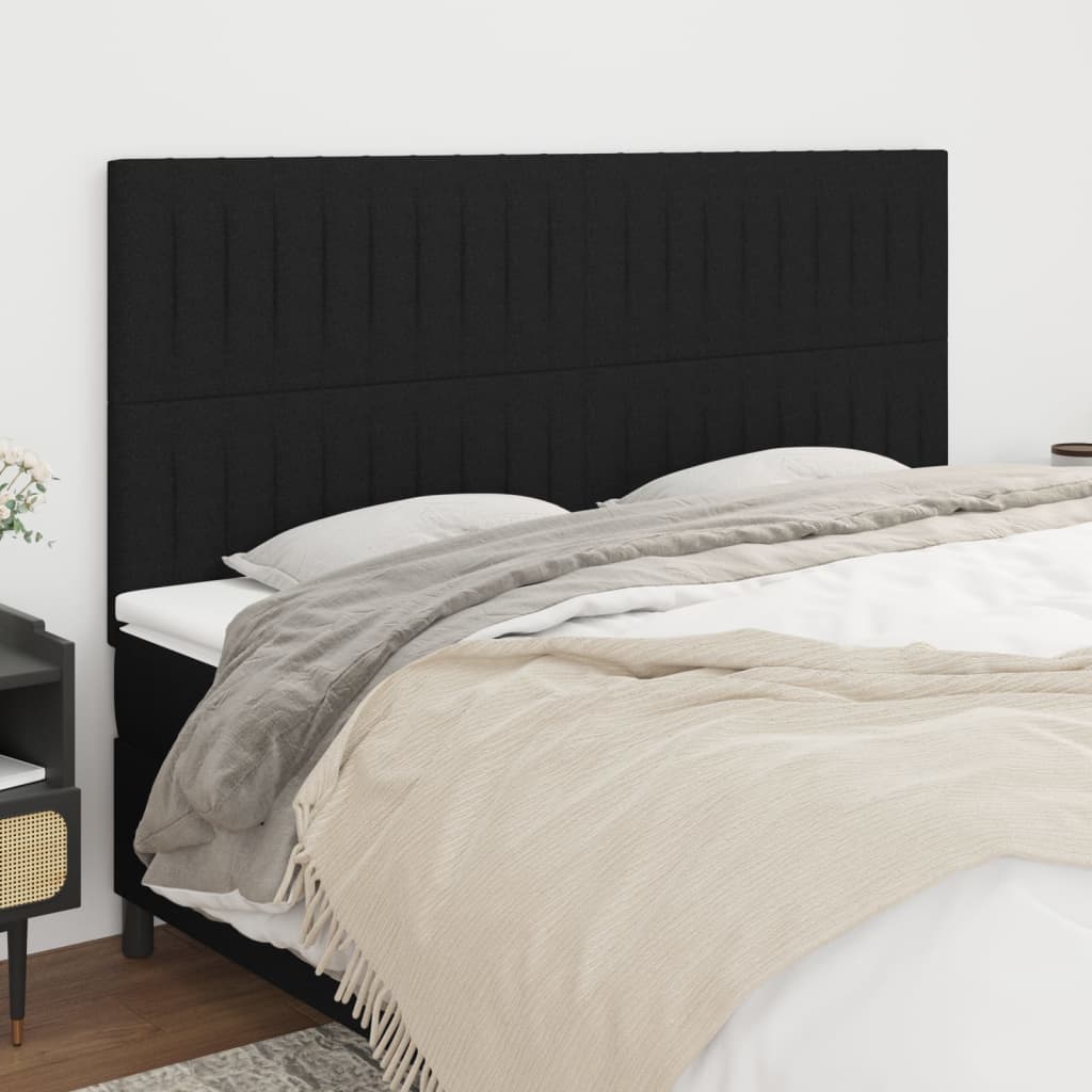 Cabeceira preta 160x5x118/128 cm tecido