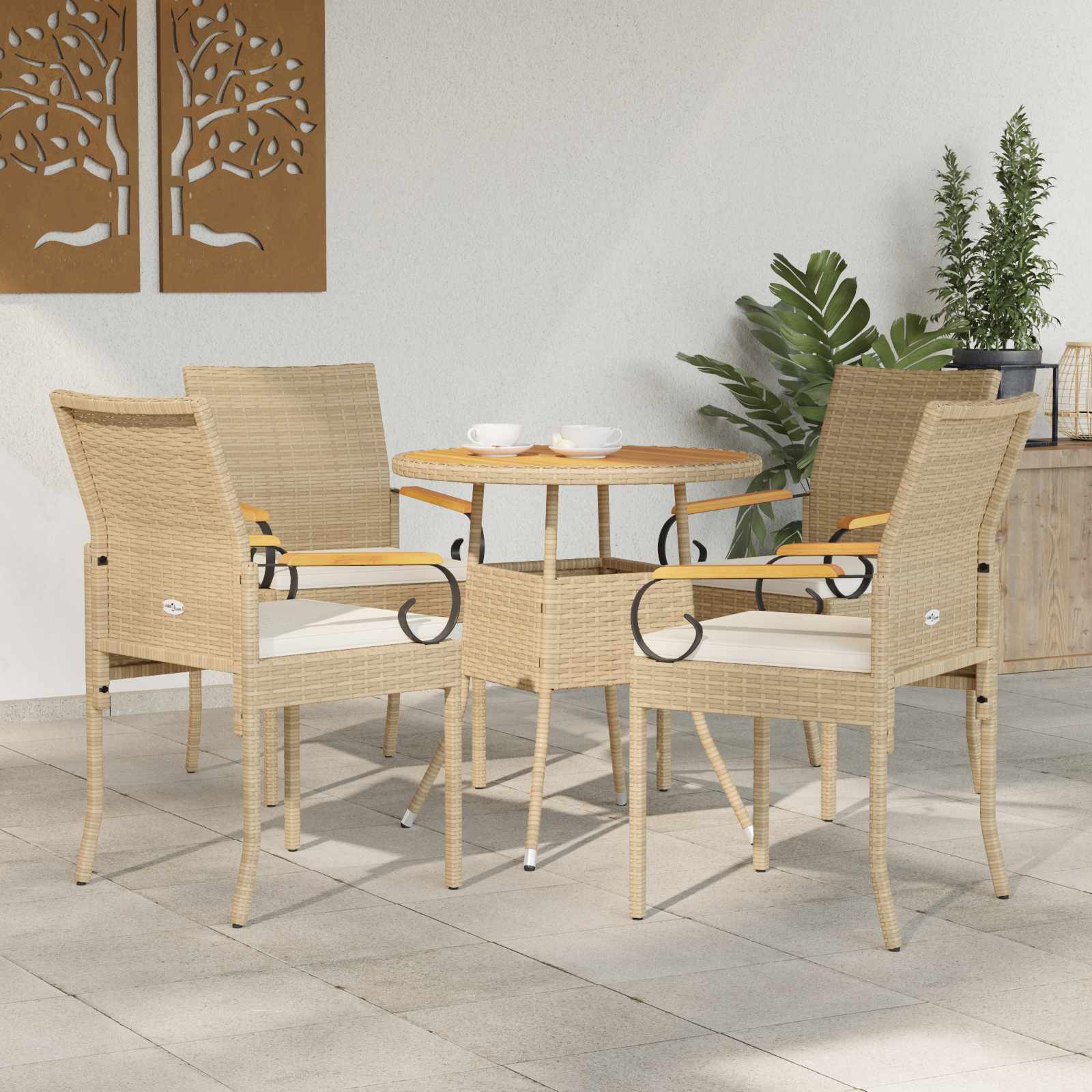 Cadeiras de jardim 4 unid. bege e branco creme