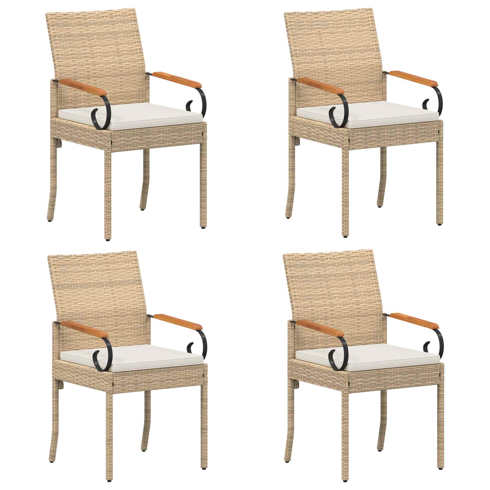 Cadeiras de jardim 4 unid. bege e branco creme