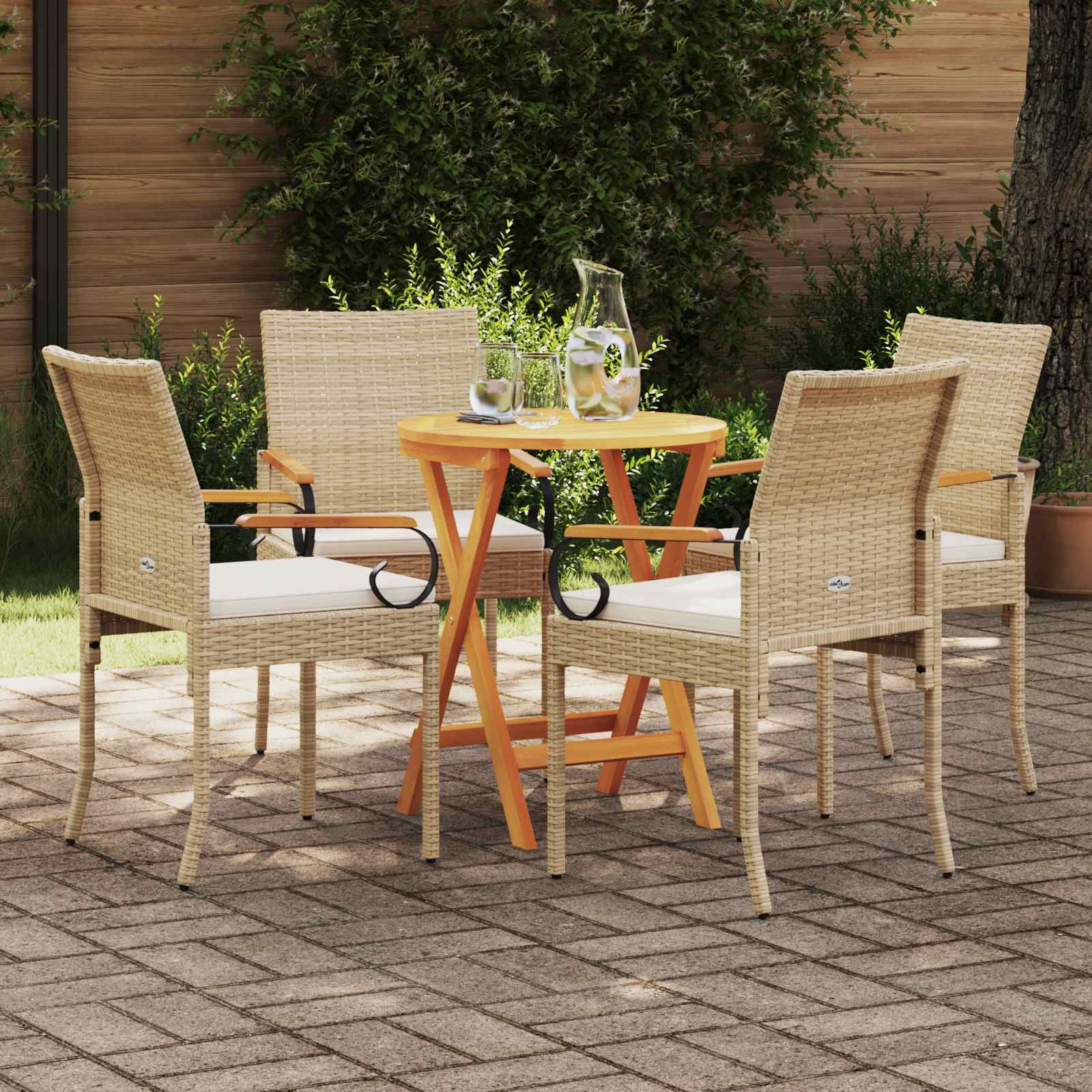 Cadeiras de jardim 4 unid. bege e branco creme