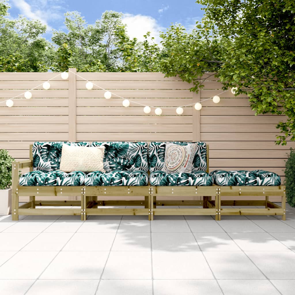 4 Pcs conjunto lounge de jardim madeira de pinho impregnada