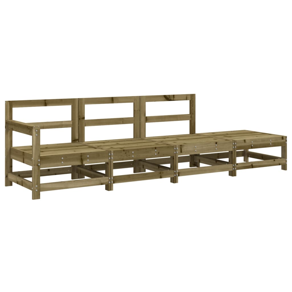 4 Pcs conjunto lounge de jardim madeira de pinho impregnada