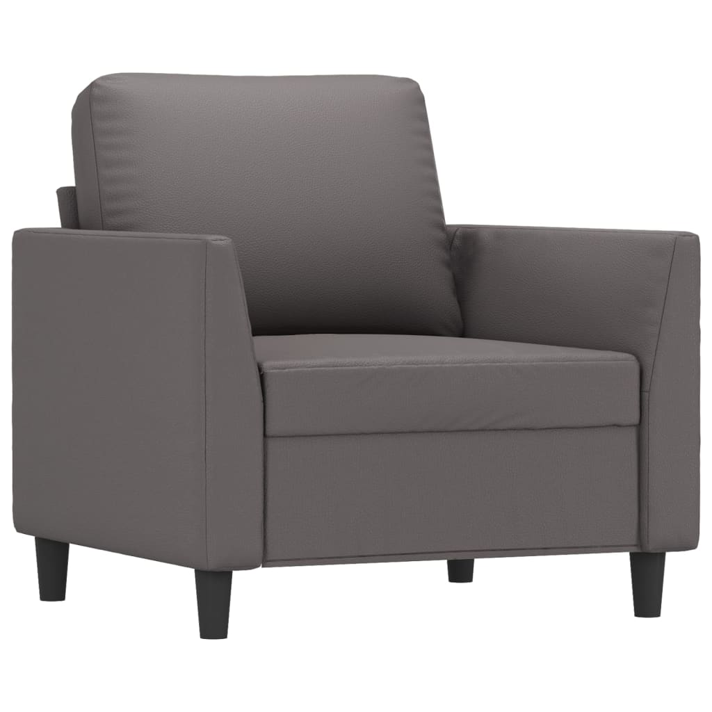 4 Pcs conjunto de sofás c/ almofadões couro artificial cinzento