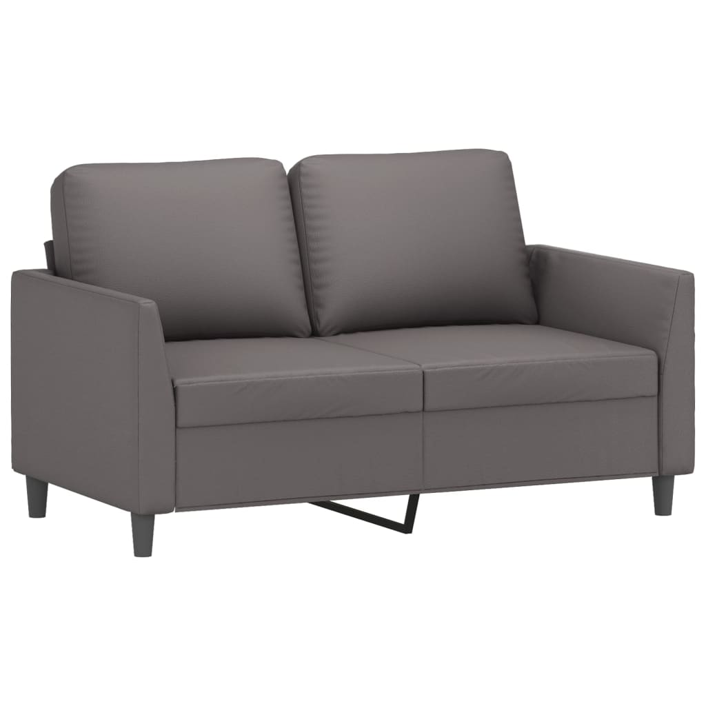 4 Pcs conjunto de sofás c/ almofadões couro artificial cinzento
