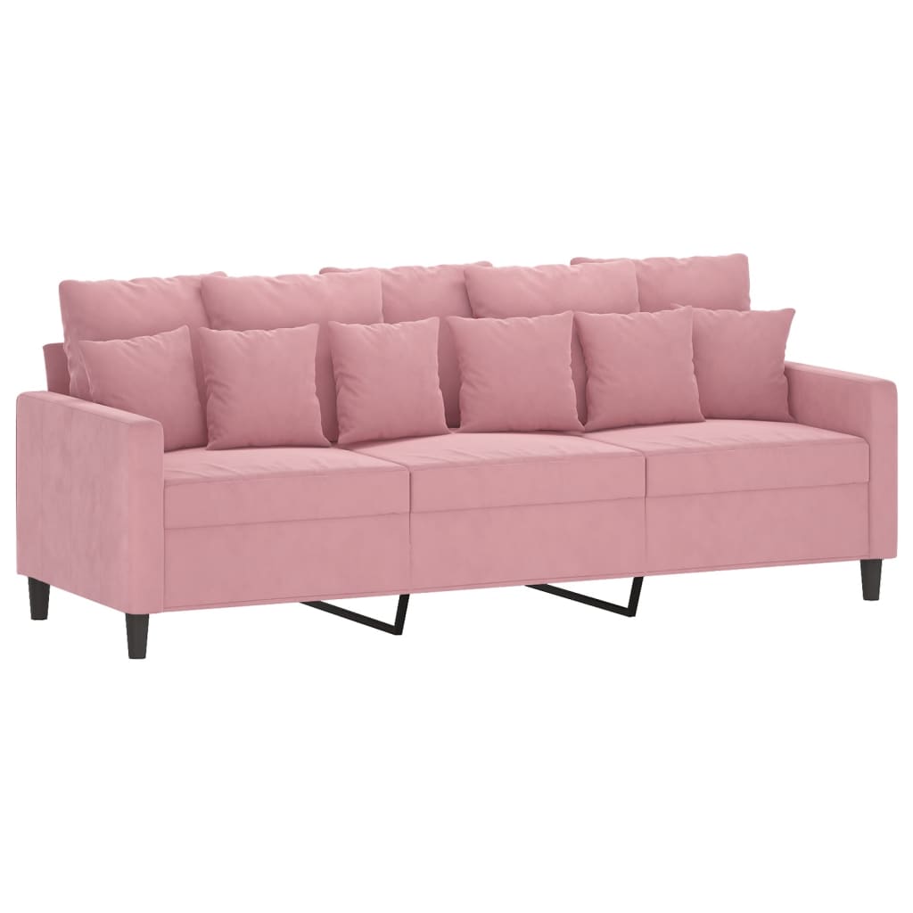 4 Pcs conjunto de sofás com almofadões veludo rosa