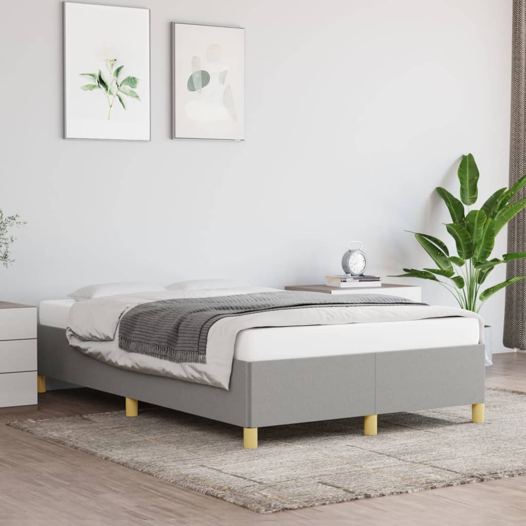 Estrutura de cama sem colchão 120x200 cm tecido cinzento-claro