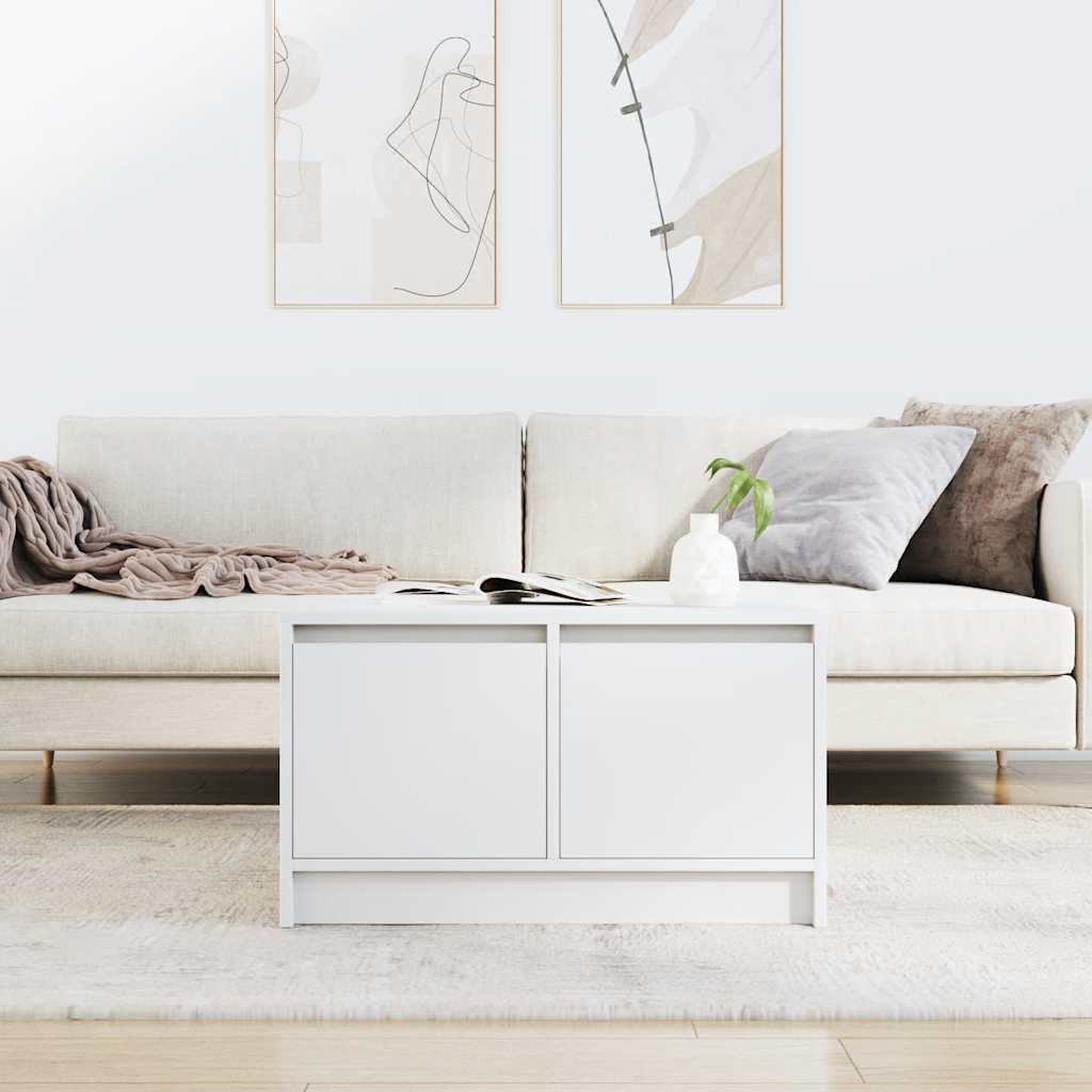Mesa de centro com gavetas 70,5x70x40 cm branco