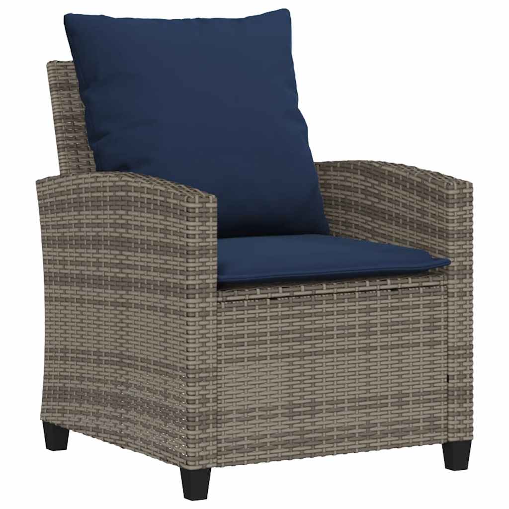 4 Pcs conjunto sofás de jardim c/ almofadões vime PE cinzento