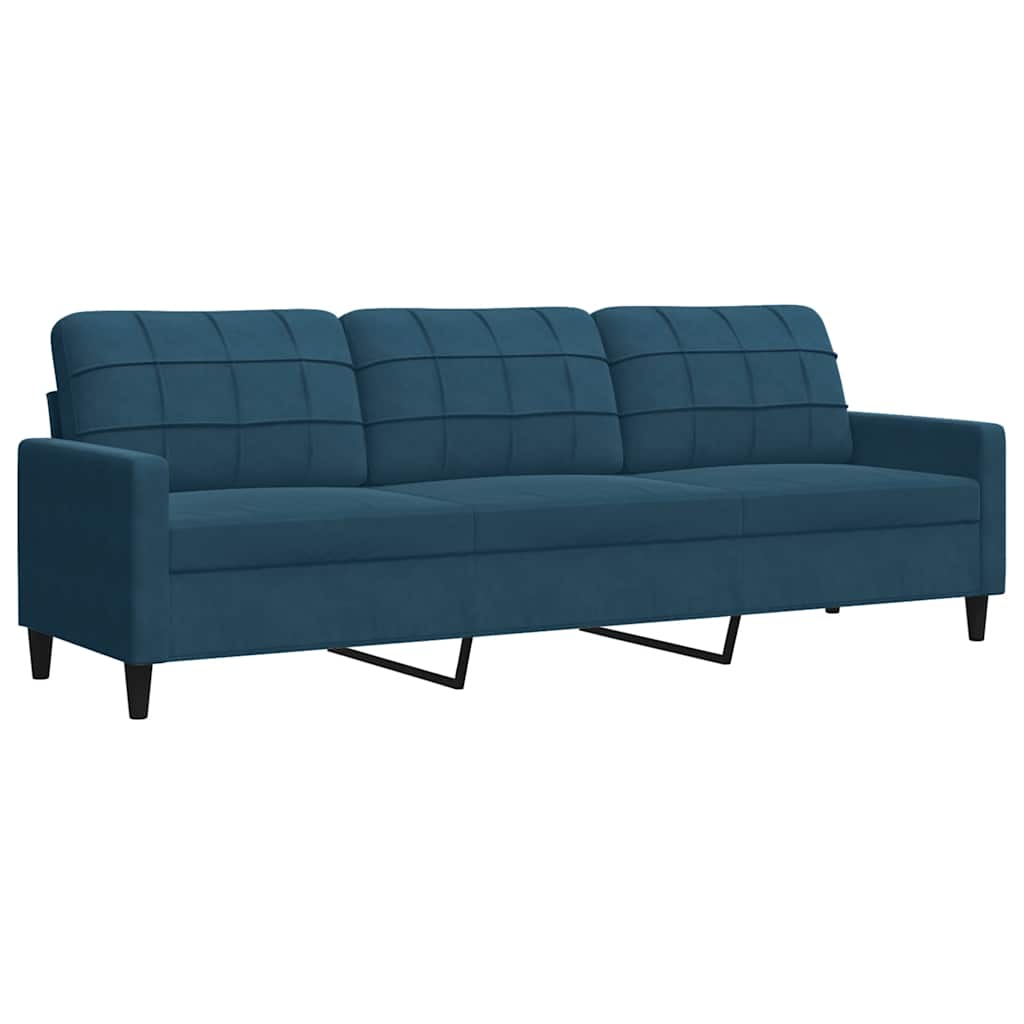 3 Pcs conjunto de sofás com almofadões e rolos veludo azul