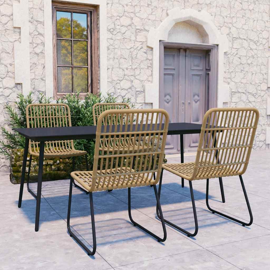 5 Pcs conjunto de jantar para exterior vime PE e vidro