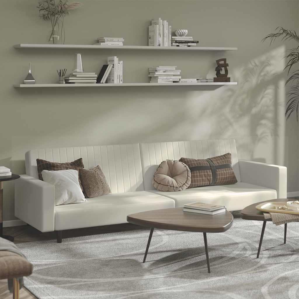 Sofá-cama de 2 lugares veludo cor creme