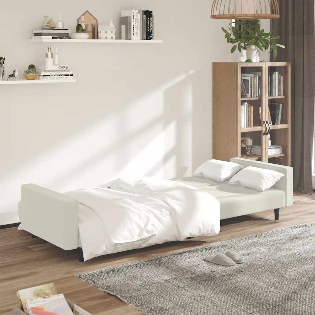 Sofá-cama de 2 lugares veludo cor creme