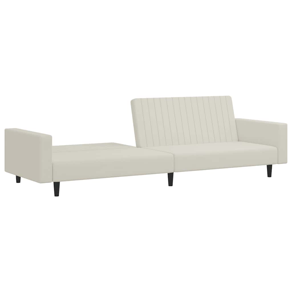 Sofá-cama de 2 lugares veludo cor creme