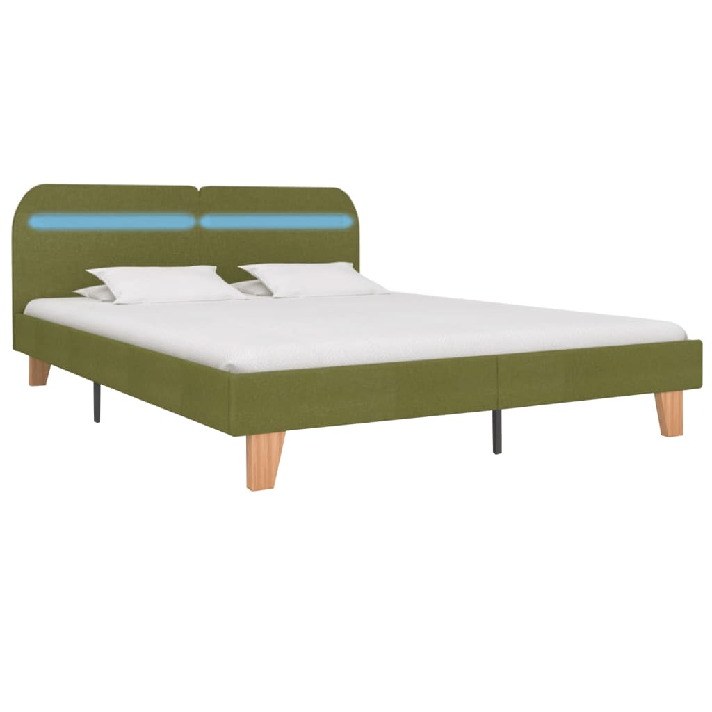 Estrutura de cama com LED em tecido 160x200 cm verde