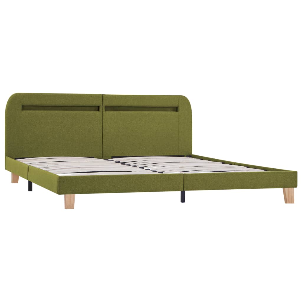 Estrutura de cama com LED em tecido 160x200 cm verde