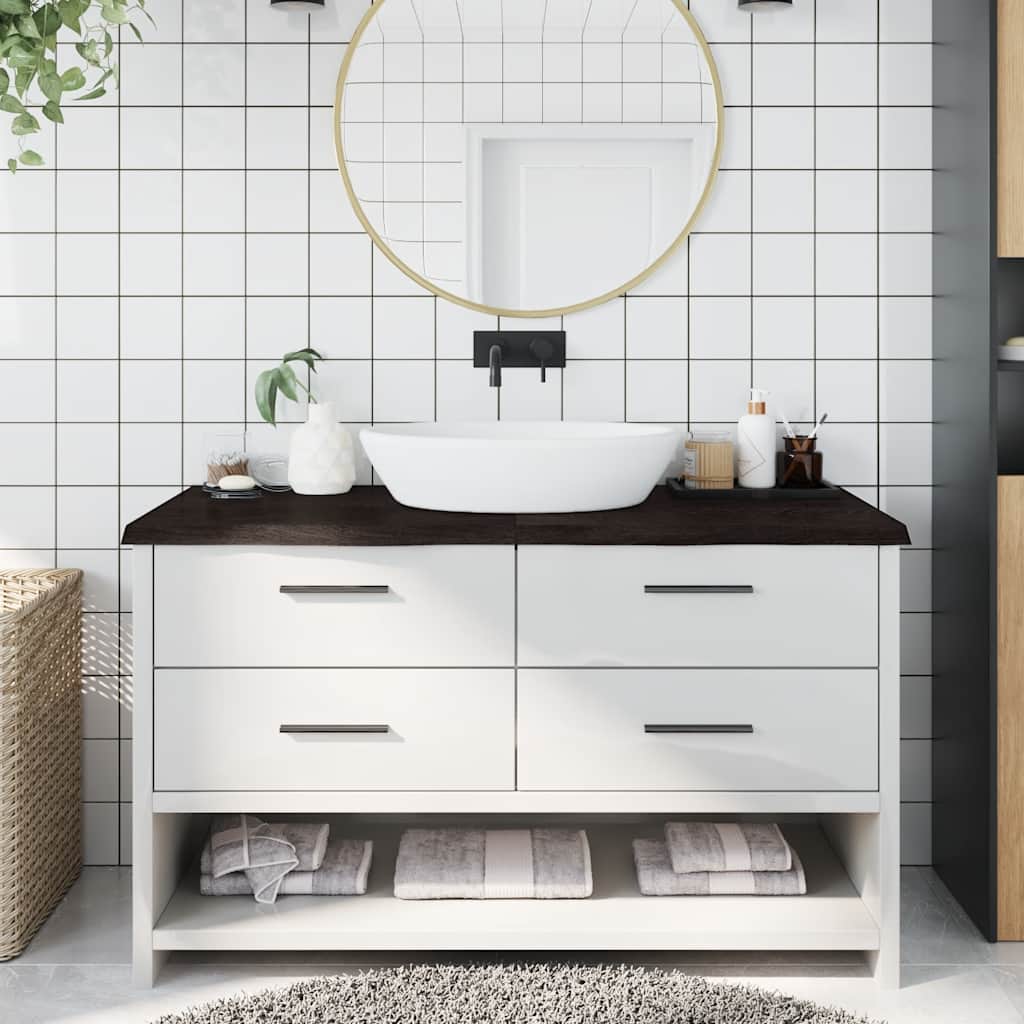Bancada p/ wc 140x60x(2-4)cm madeira tratada maciça castanho