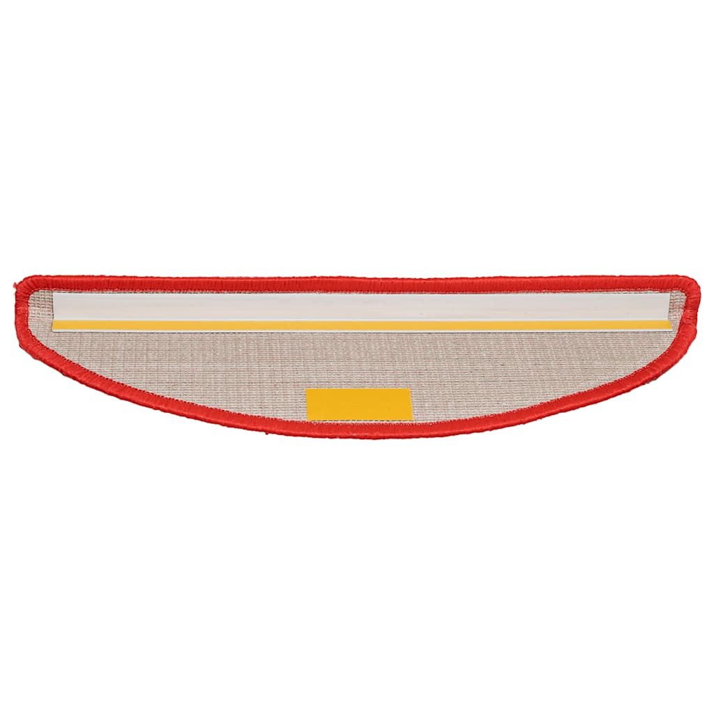 Tapetes de escada 30 peças 56x17x3 cm vermelho semicircular