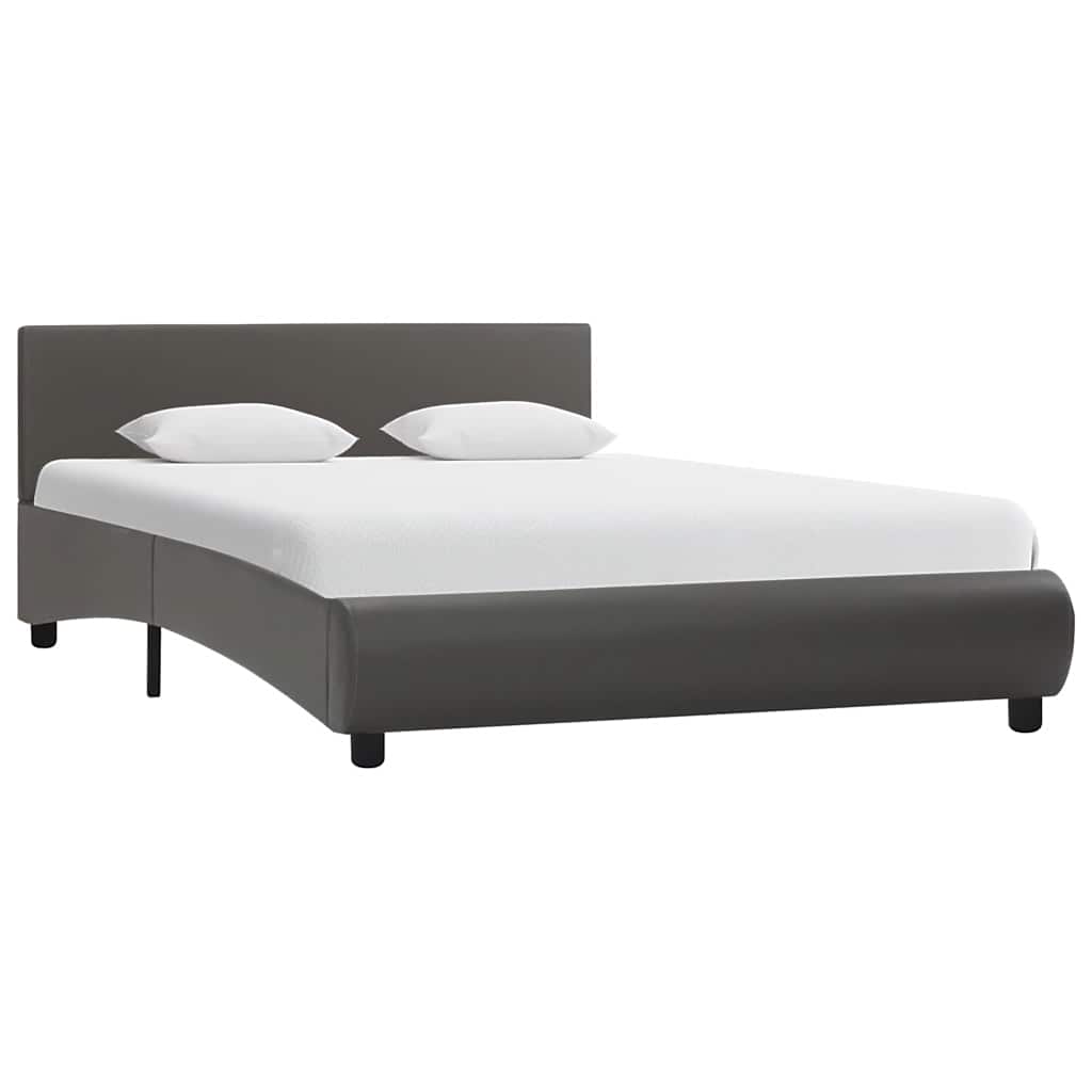 Estrutura de cama c/ LED 120x200 cm couro artificial cinzento