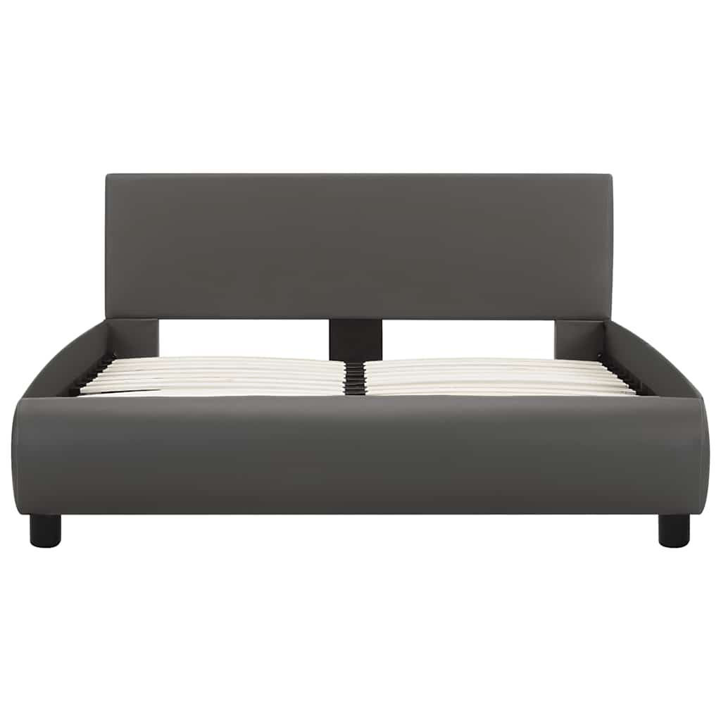 Estrutura de cama c/ LED 120x200 cm couro artificial cinzento