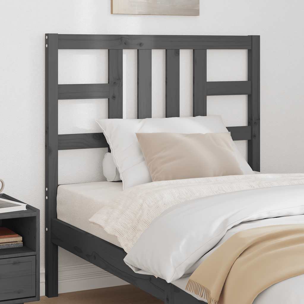 Cabeceira de cama 96x4x100 cm pinho maciço cinzento