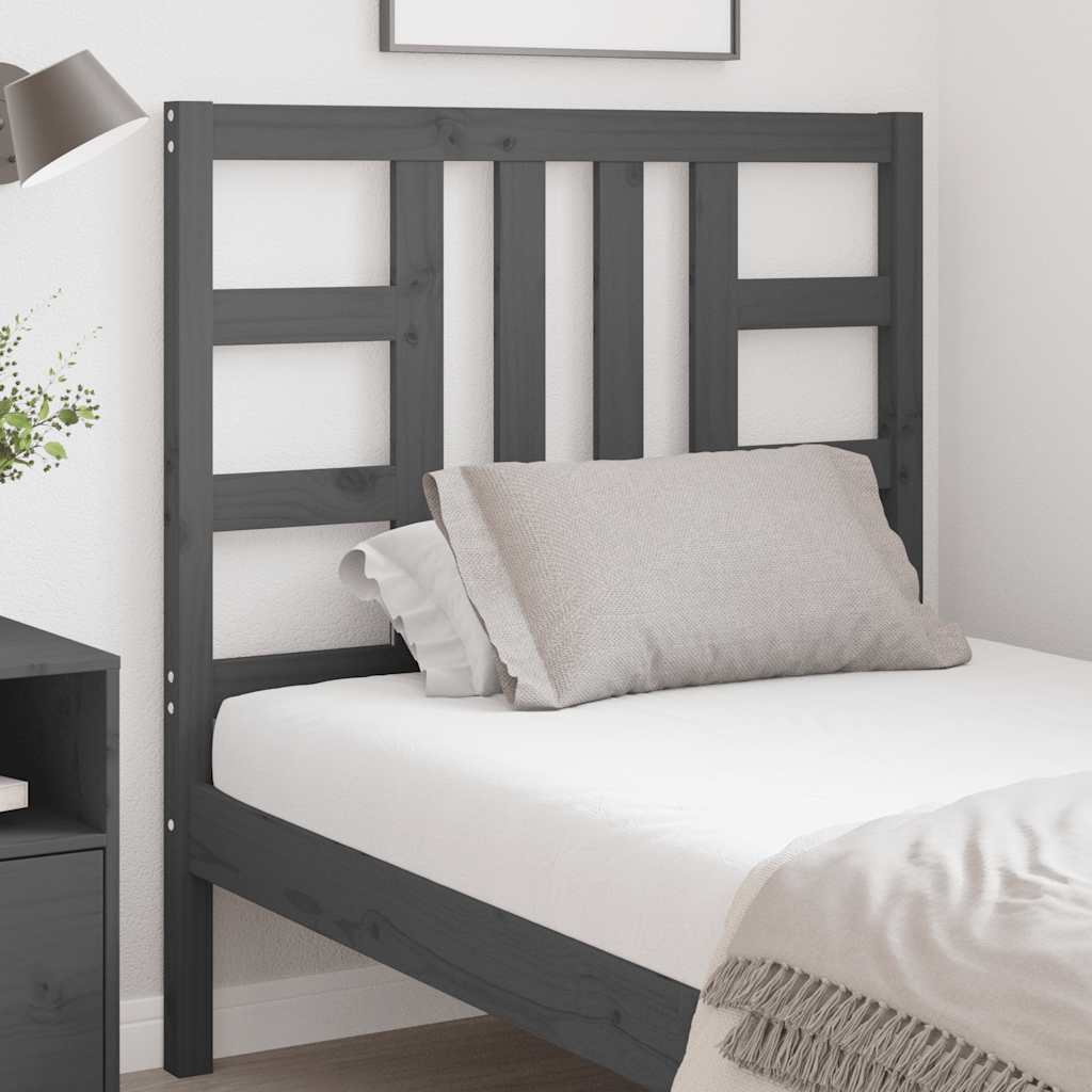 Cabeceira de cama 96x4x100 cm pinho maciço cinzento
