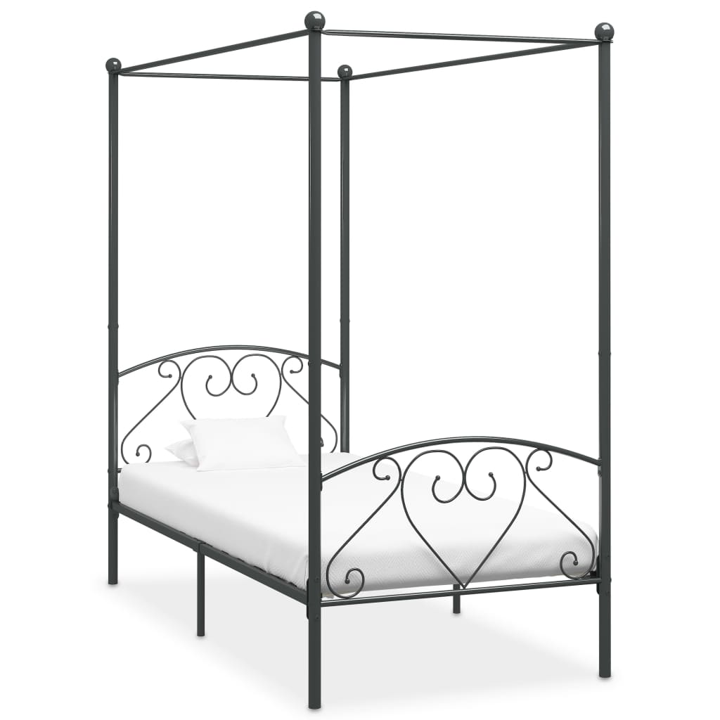 Estrutura de cama com dossel 120x200 cm metal cinzento