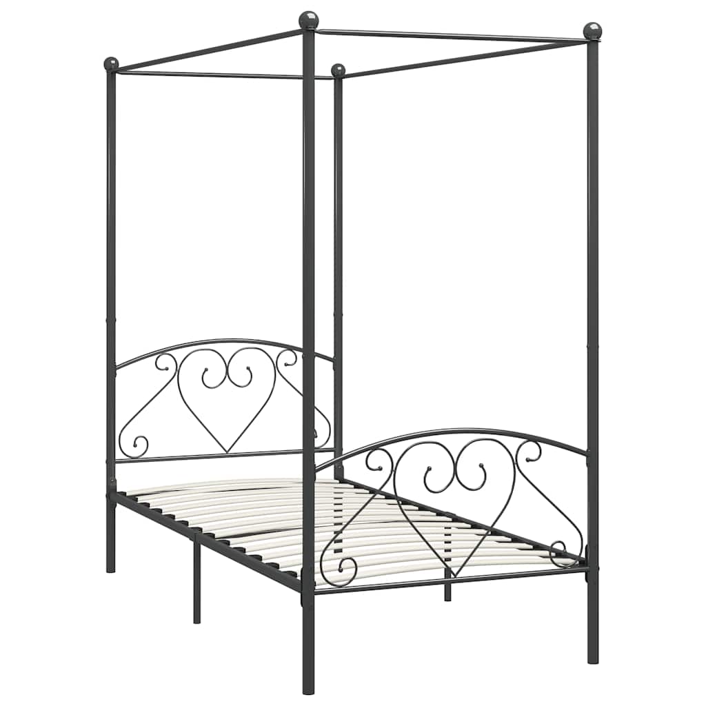Estrutura de cama com dossel 120x200 cm metal cinzento
