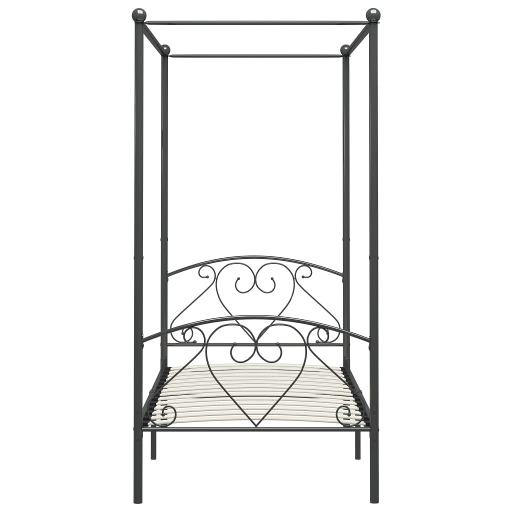 Estrutura de cama com dossel 120x200 cm metal cinzento