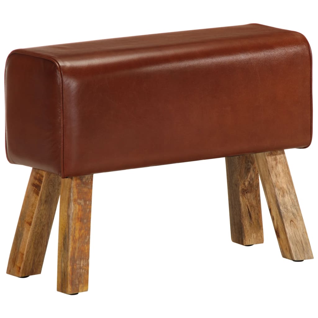 Boque de ginásio 58 cm couro genuíno castanho/mangueira maciça