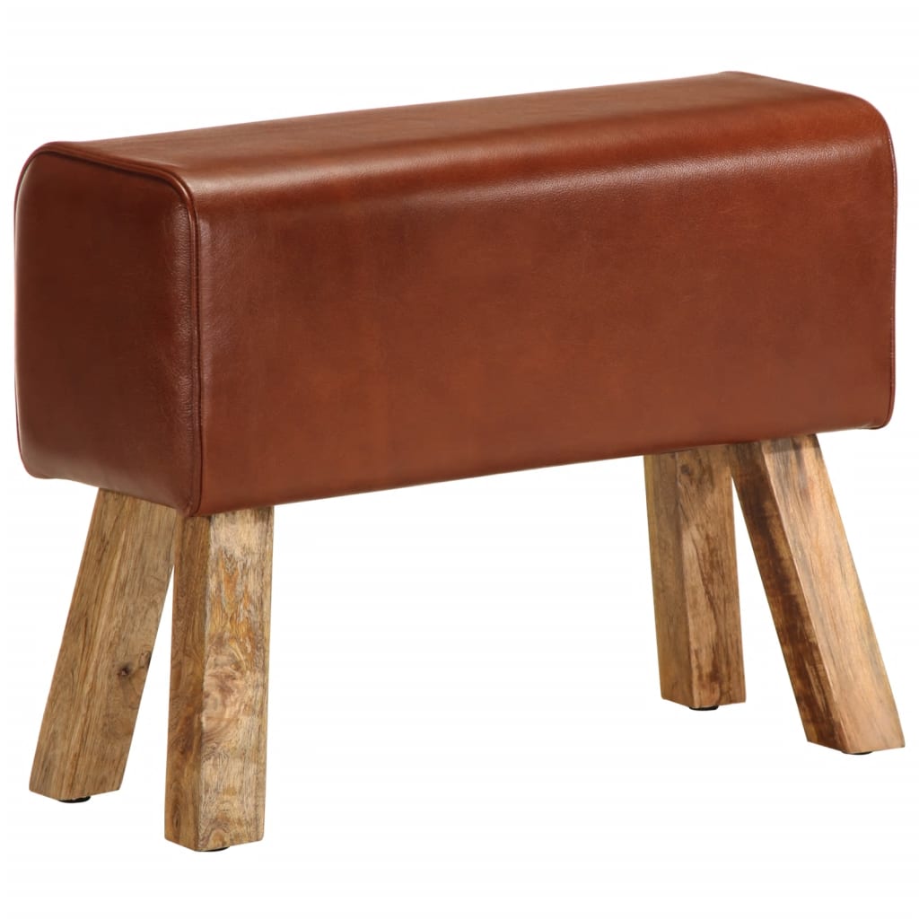 Boque de ginásio 58 cm couro genuíno castanho/mangueira maciça