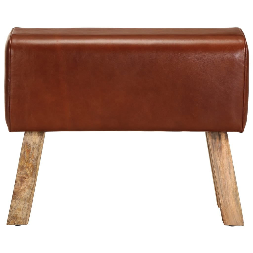 Boque de ginásio 58 cm couro genuíno castanho/mangueira maciça