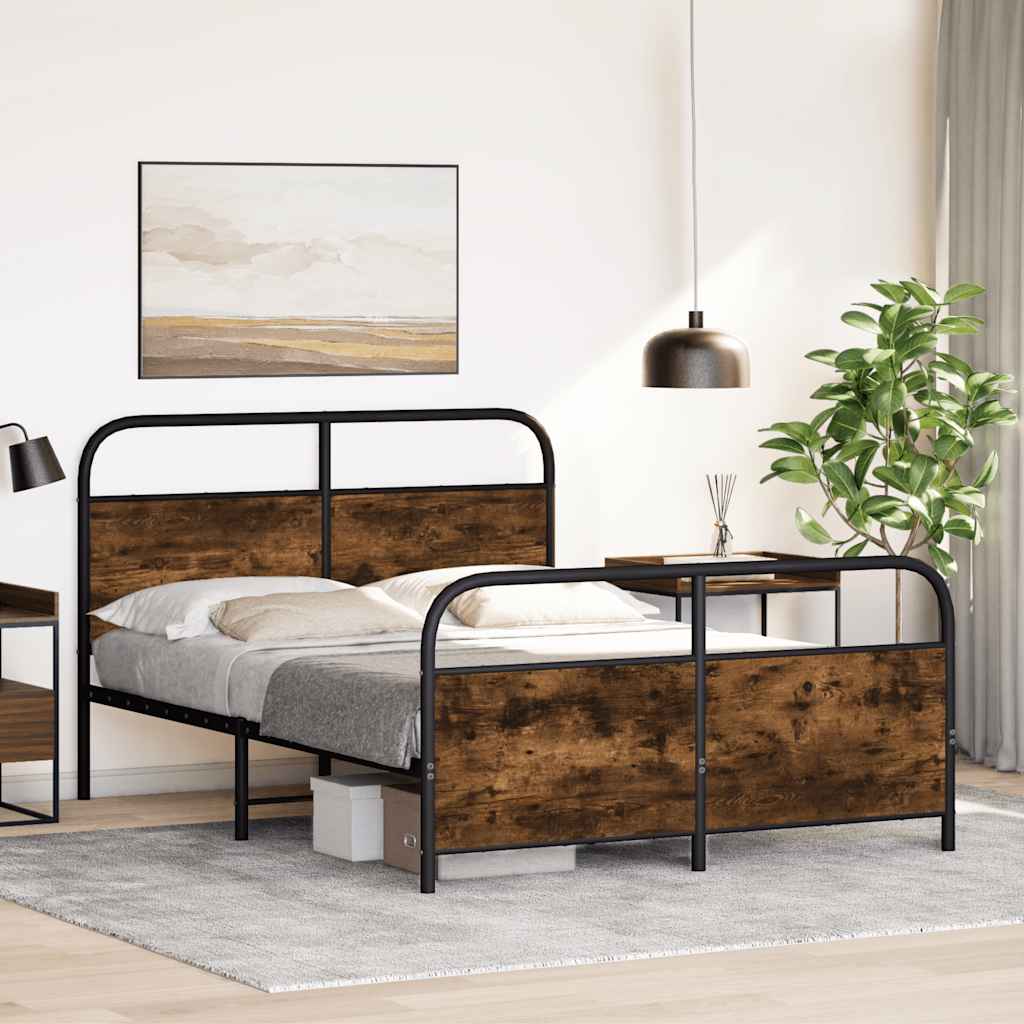 Estrutura cama s/ colchão derivados de madeira carvalho fumado