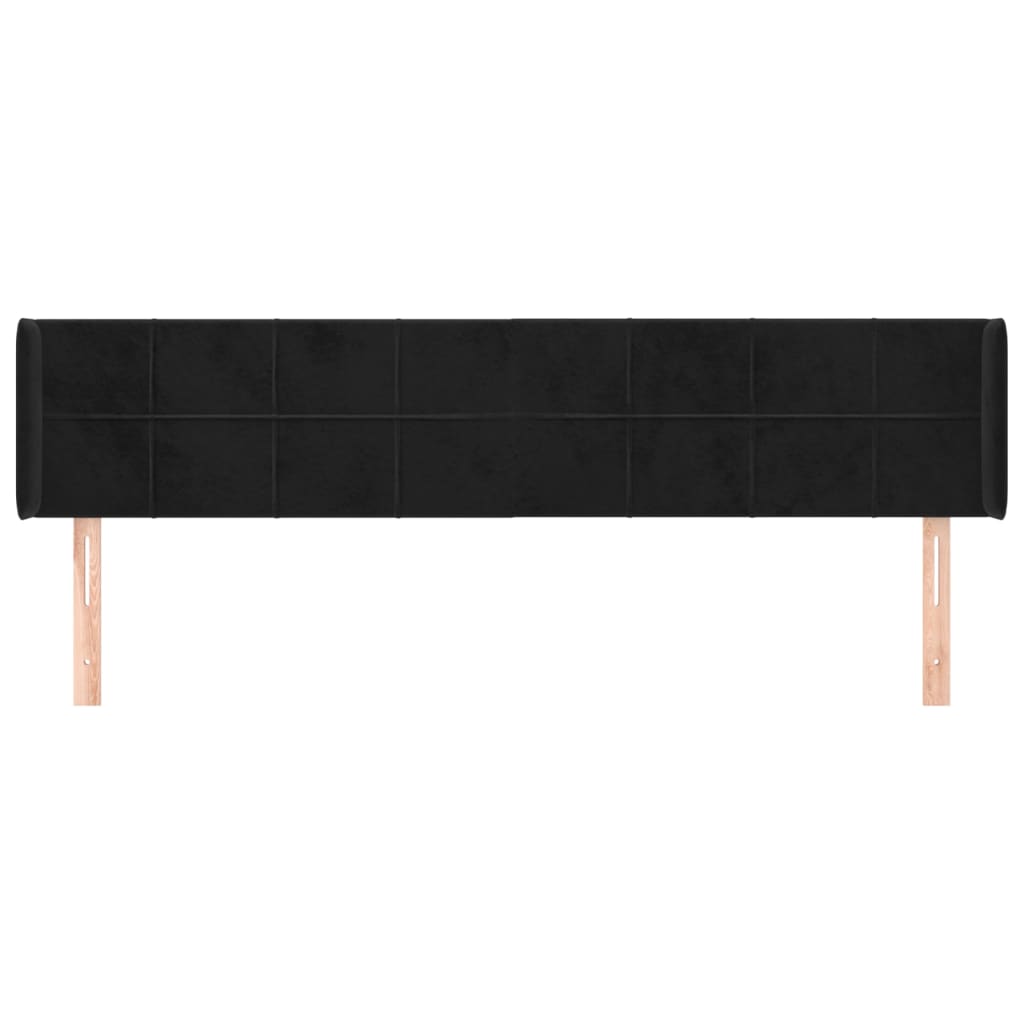 Cabeceira de cama c/ abas veludo 203x16x78/88 cm preto