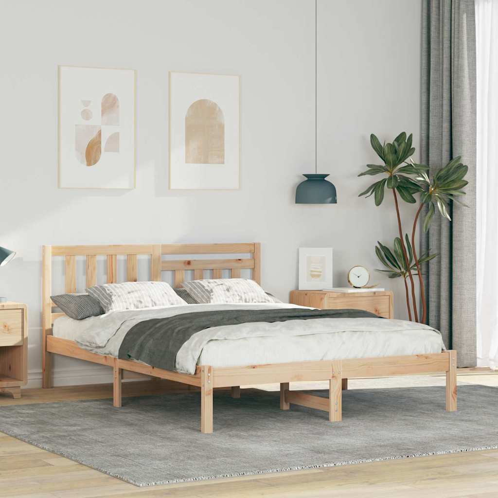Estrutura da cama com cabeceira castanho 140 x 190 cm