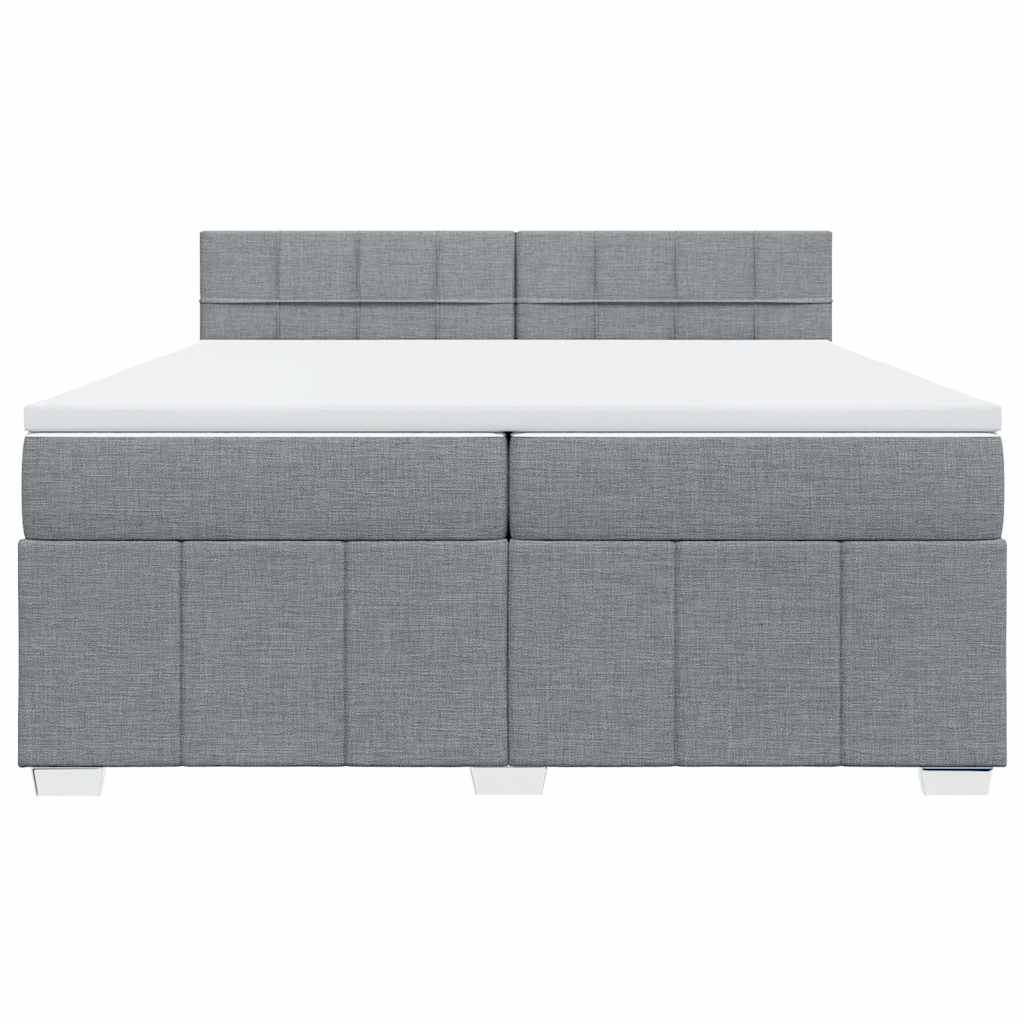 Cama com molas/colchão 200x200 cm tecido cinza-claro