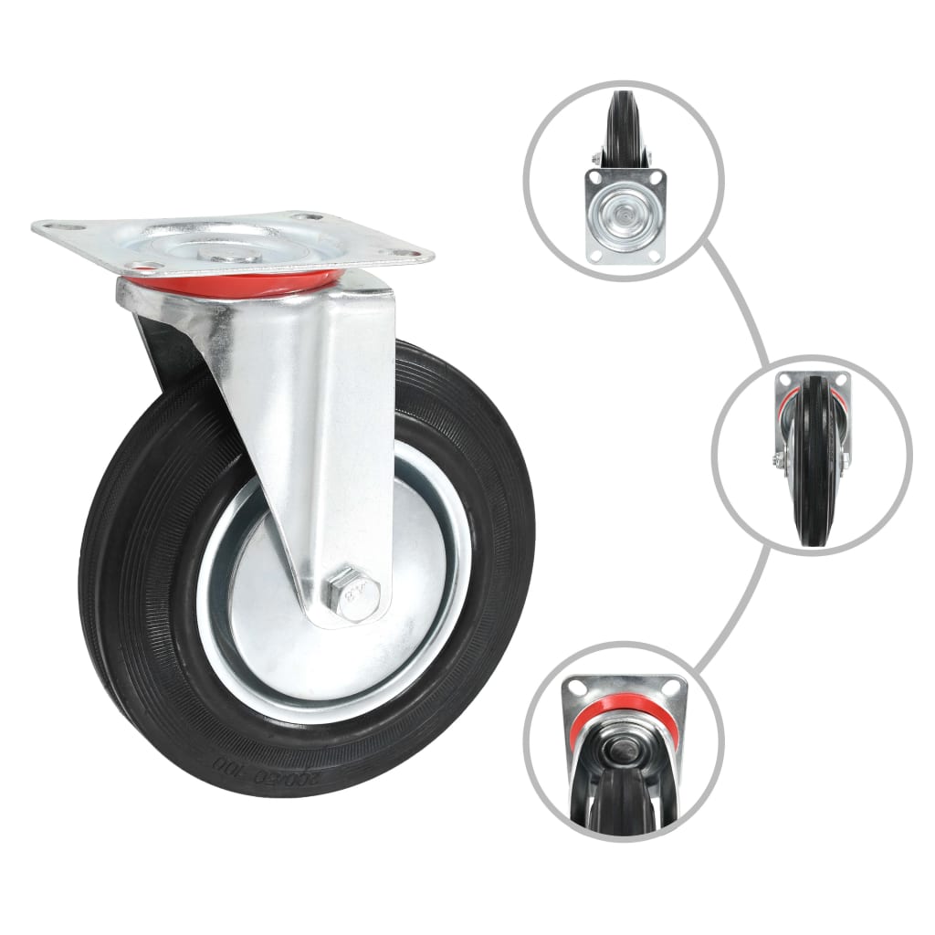 12 Pcs rodas giratórias 200 mm