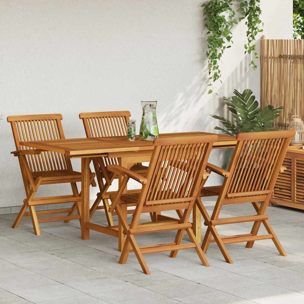 5 Pcs conjunto de jantar para jardim madeira de teca maciça