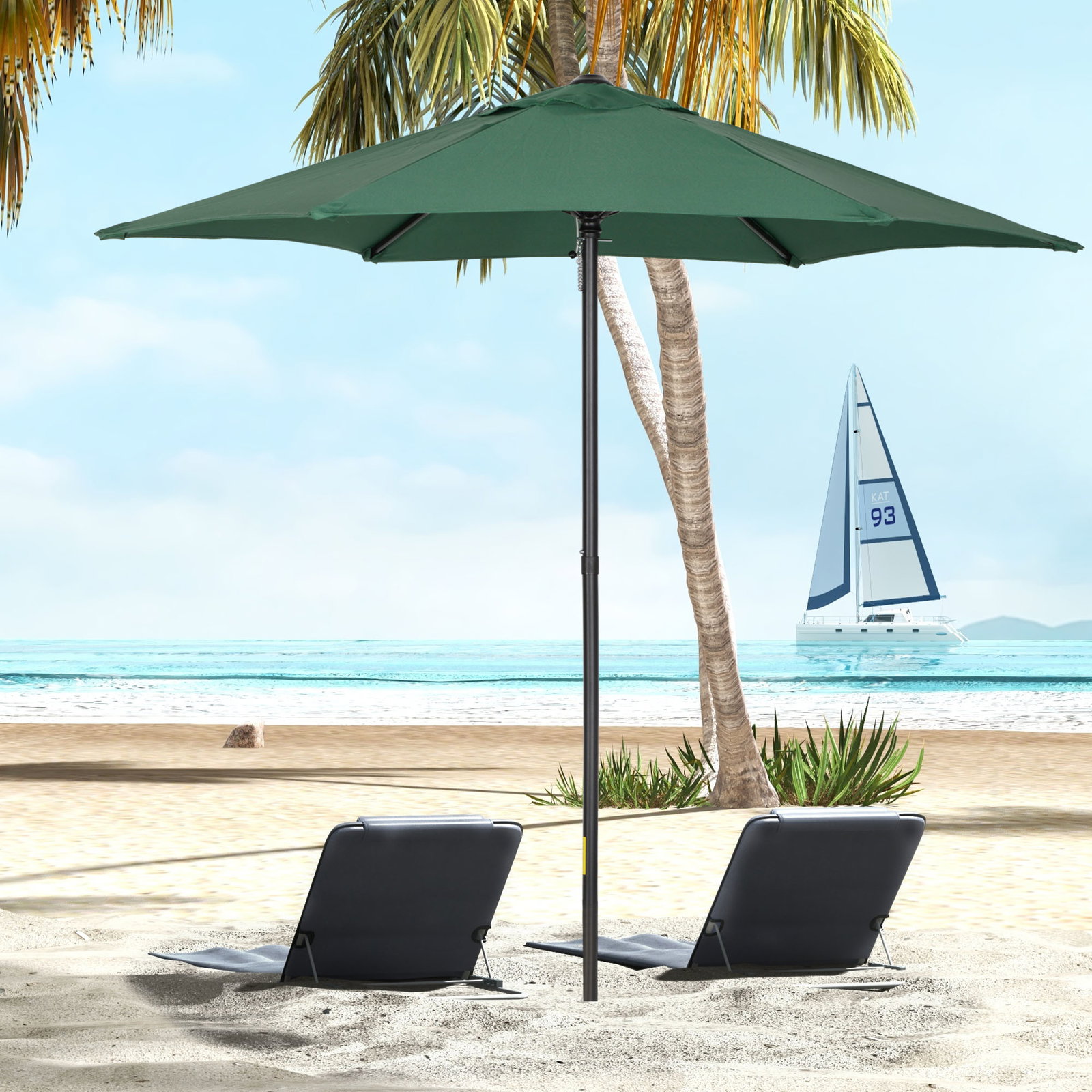 Chapéu de sol de jardim ø2x2 m chapéu de sol com mastro de alumínio manivela teto com ventilação verde
