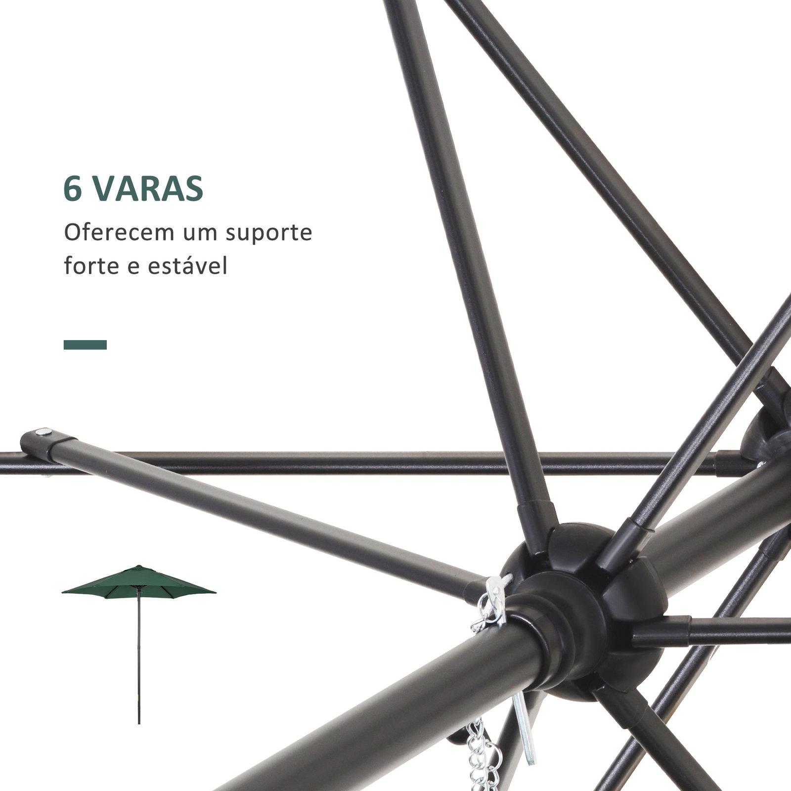 Chapéu de sol de jardim ø2x2 m chapéu de sol com mastro de alumínio manivela teto com ventilação verde