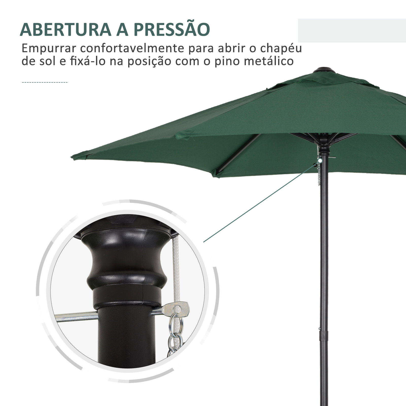 Chapéu de sol de jardim ø2x2 m chapéu de sol com mastro de alumínio manivela teto com ventilação verde