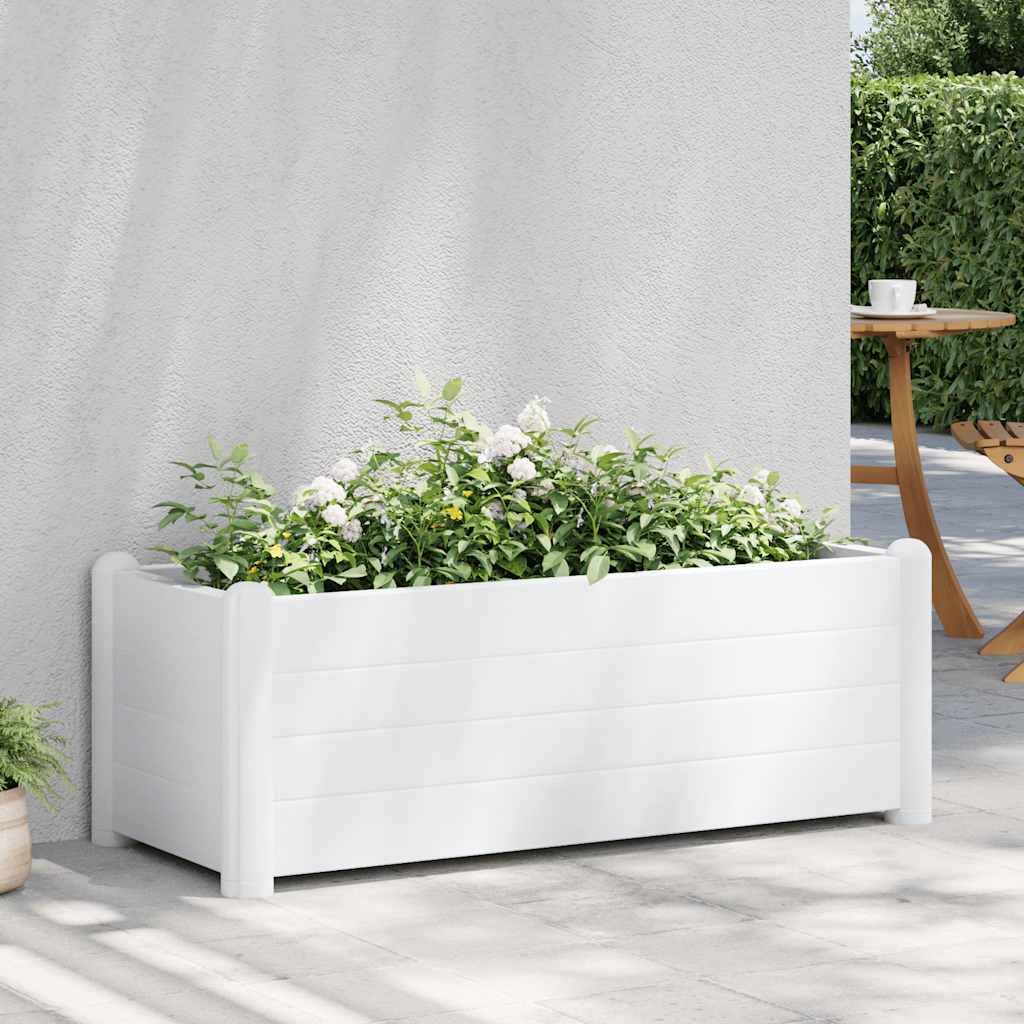 Canteiro elevado para jardim PP 100x43x35 cm branco
