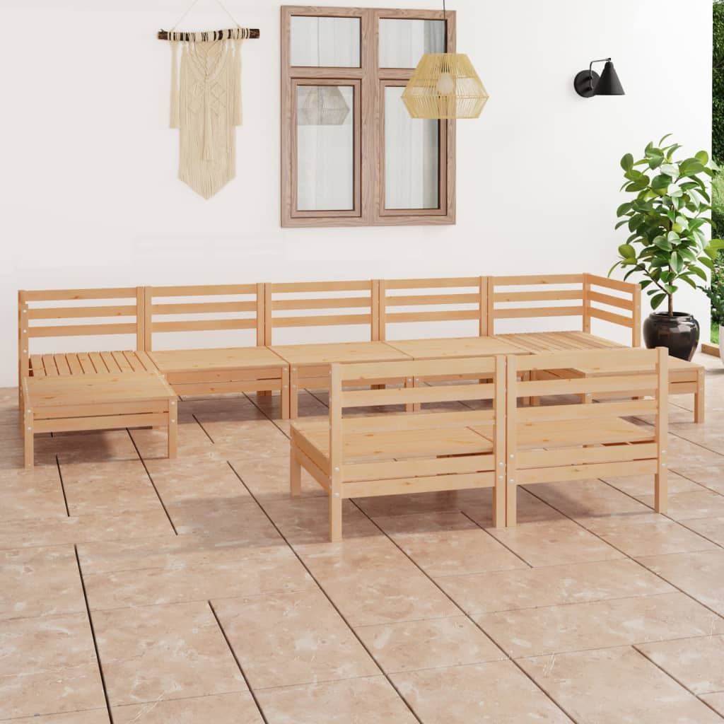 9 Pcs conjunto lounge de jardim pinho maciço