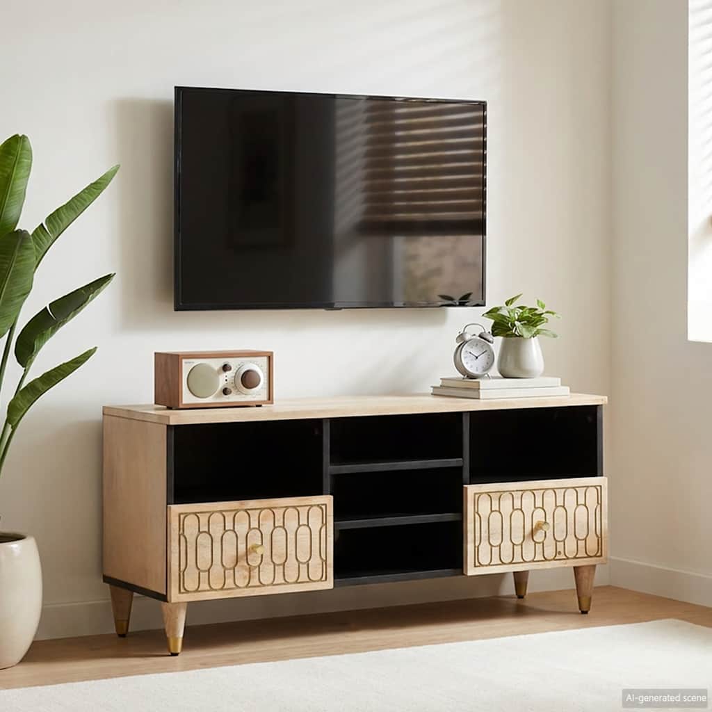 Móvel de TV 100x33x46 cm madeira de mangueira maciça
