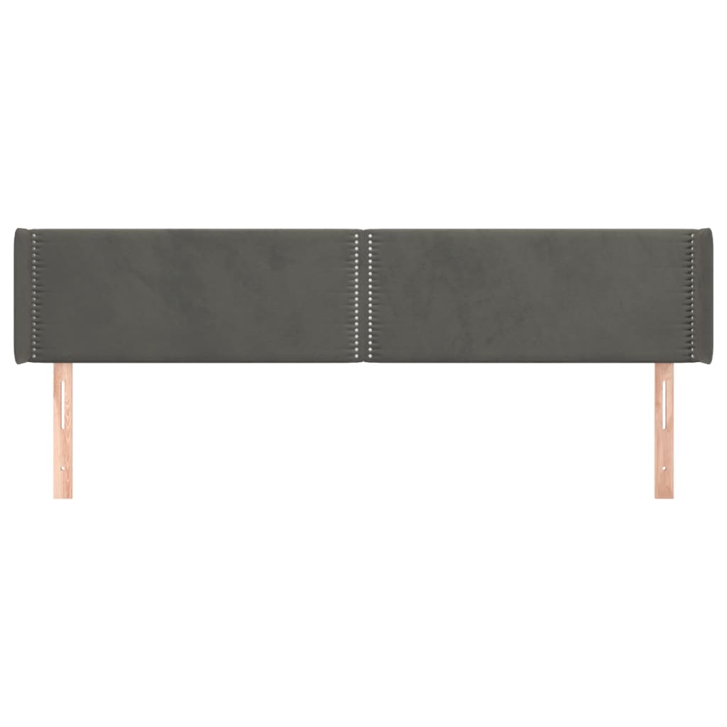 Cabeceira de cama c/ abas veludo 163x16x78/88cm cinzento-escuro