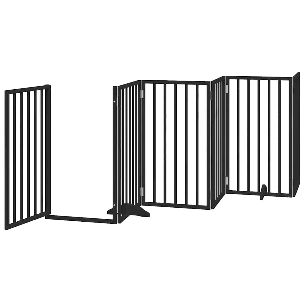 Portão p/ cães com porta dobrável 12 painéis 600 cm álamo preto