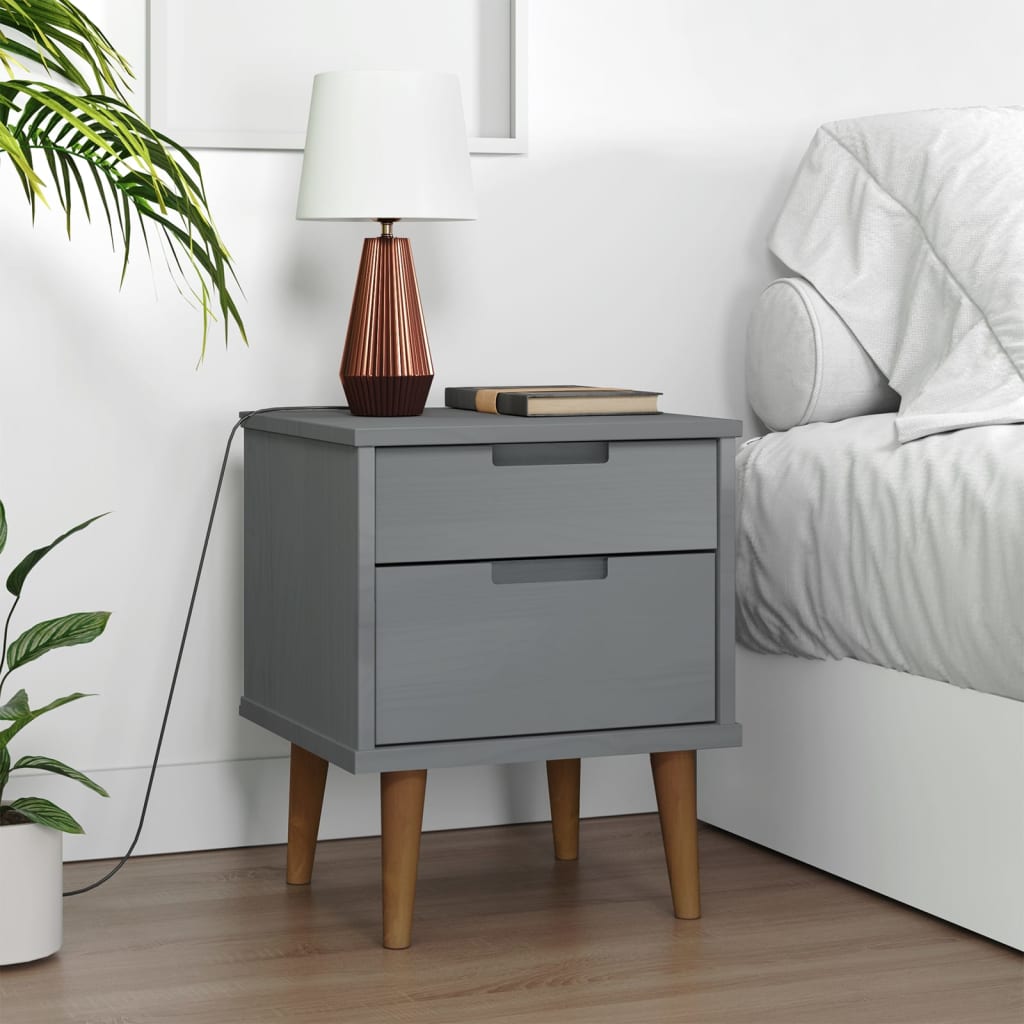 Mesa de cabeceira molde 40x35x48 cm pinho maciço cinza