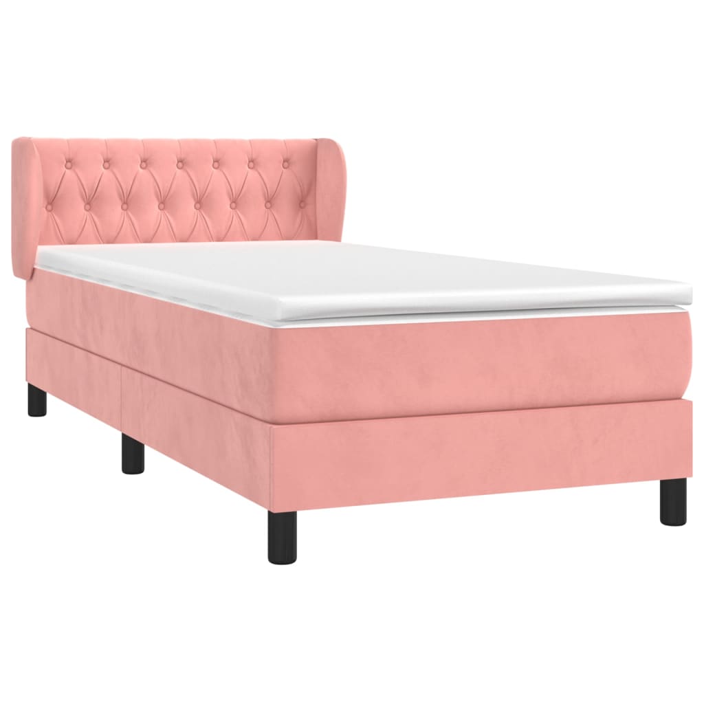 Cama com molas/colchão 100x200 cm veludo rosa