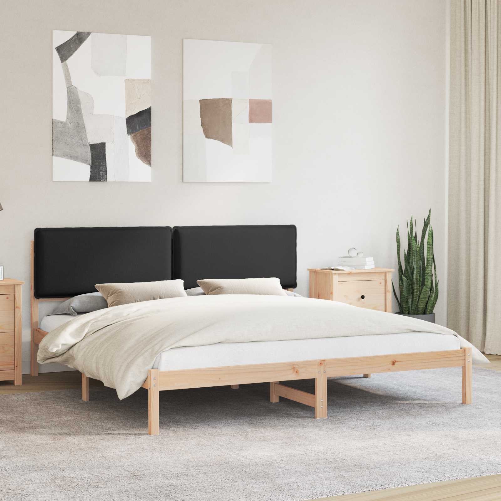 Estrutura de cama com cabeceira estofada preto 180 x 200 cm
