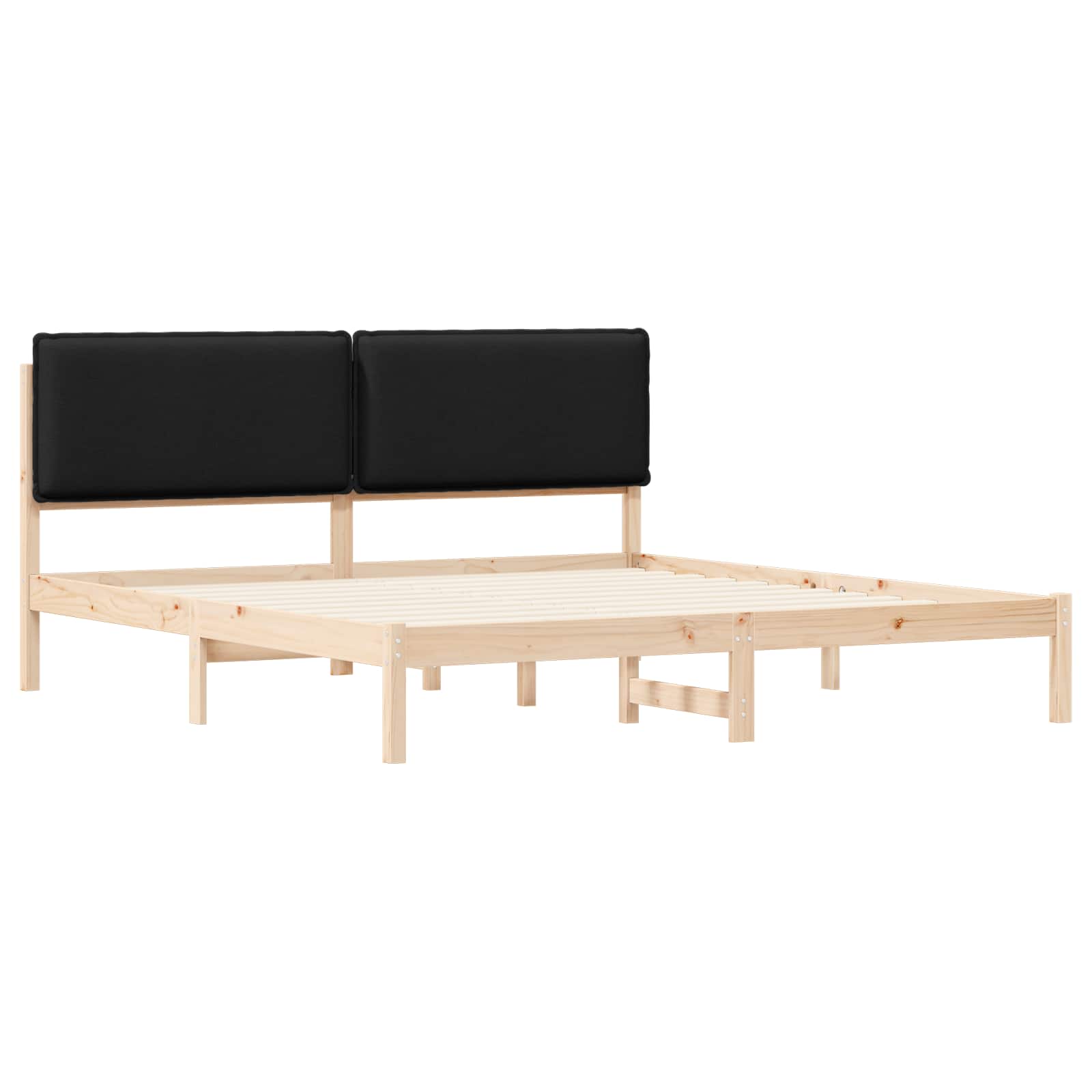 Estrutura de cama com cabeceira estofada preto 180 x 200 cm