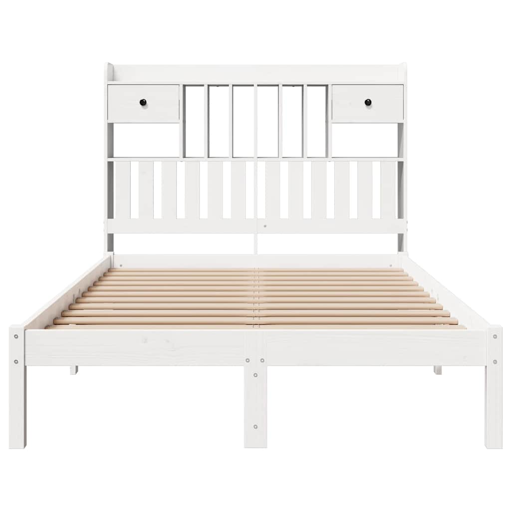 Cama com estante sem colchão 135x190 cm pinho maciço branco